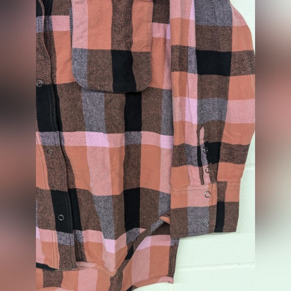 New Izzy Cargo Shirt checkered pink black Free People szS flannel plaid … - Picture 5 of 7